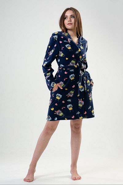 VİENETTA Γυναικείο κοντό φόρεμα με κουκούλα Navy Blue Fleece