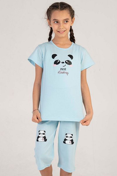 VİENETTA Cotton Girl's Short Sleeve Capri Pajama Set
,212447