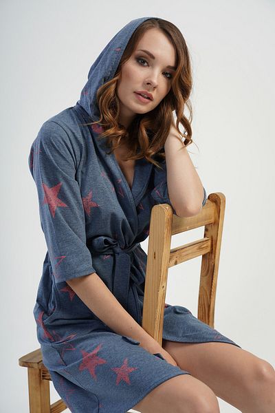 VİENETTA Γυναικείο παντελόνι με κουκούλα Indigo Cotton Fakir Sleeve