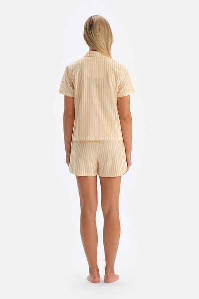 Dagi Set cămașă și pantaloni scurți cu dungi galbene