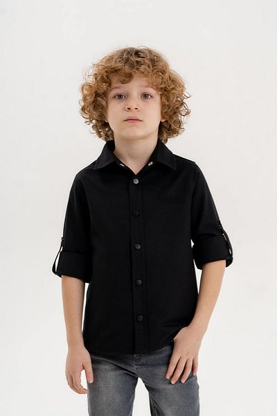 Gold Class Kidswear Сгъваема базова риза за момче с дълъг ръкав