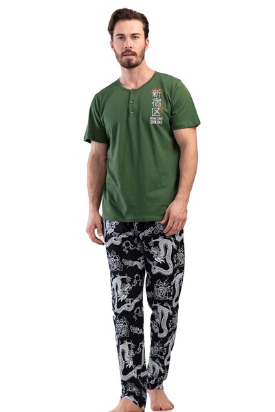 VİENETTA Cotton Men's Short Sleeve Pajama Set 
 , 111428
