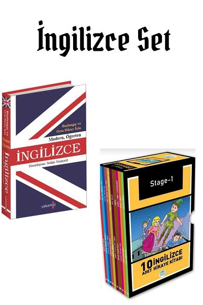 Yakamoz Yayınları English SetElementary and Intermediate Teaching English + Stage-1 English Story Set 10 Books
