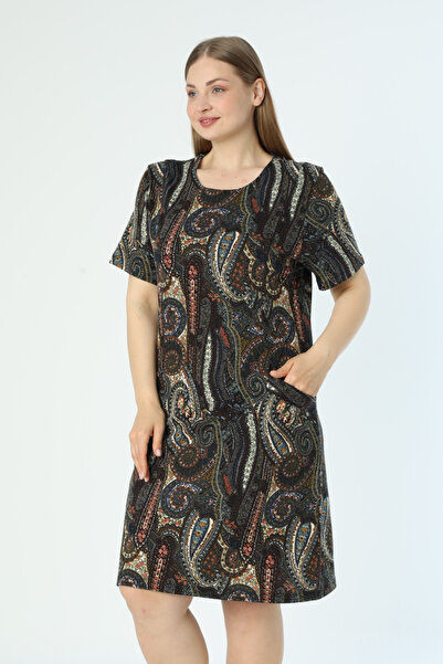 İntensive Φόρεμα με εμπριμέ τσέπες χτενισμένο βαμβακερό μοντάλ βαμβακερό κοντομάνικο φόρεμα