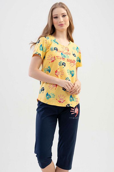VİENETTA Set de pijamale Capri din bumbac cu mâneci scurte 
 , 111519