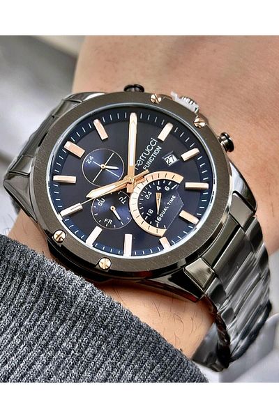 Ferrucci Men's Multifunctional Metal Band Wristwatch