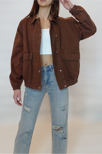 oyagüler معطف قصير غير مبطن للنساء بلون أسمر YY101103