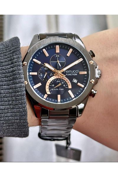 Ferrucci Men's Multifunctional Metal Band Wristwatch