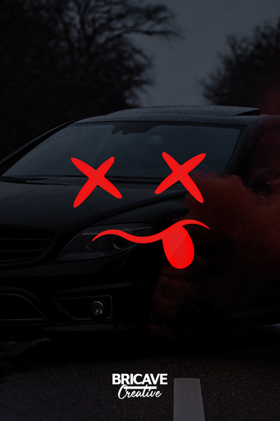 Bricave JDM Emoji ملصق زجاجي للسيارة والدراجة النارية مقاس 11.5 × 9.6 سم