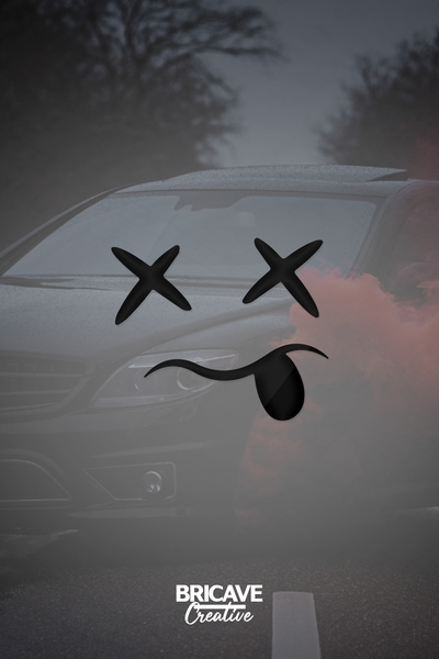 Bricave JDM Emoji ملصق زجاجي للسيارة والدراجة النارية مقاس 11.5 × 9.6 سم