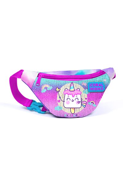 Coral High Kids Colorful Tie Dye Unicorn Ice Cream Pattern Waist Bag 12635