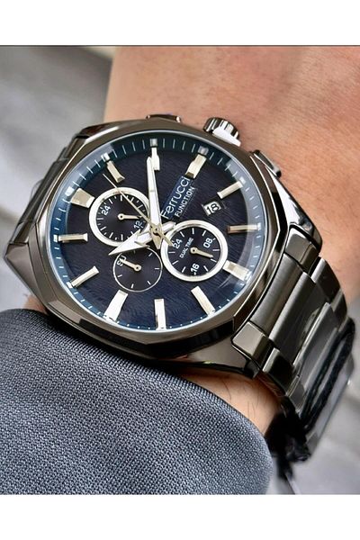 Ferrucci Men's Multifunctional Metal Band Wristwatch