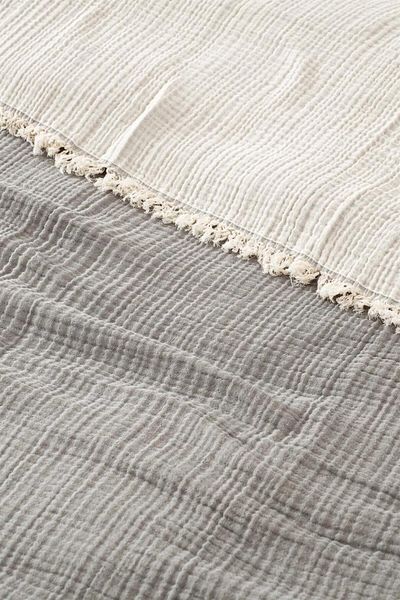 Denizli Concept Gray Single Muslin Drawstring Bedspread - 4 Layers