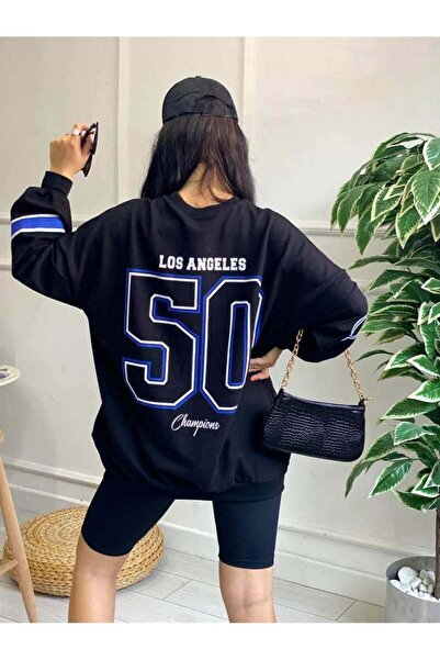 FUWEAR Черно унисекс суитшърт с принт на Los Angeles Dodgers