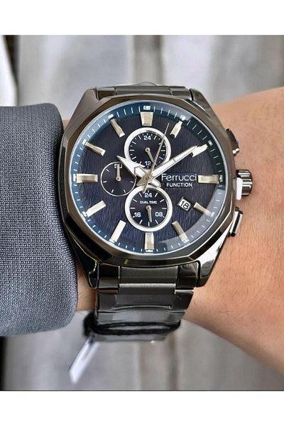 Ferrucci Men's Multifunctional Metal Band Wristwatch