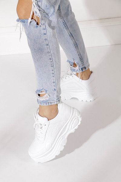 İmerShoes Černá Dámská Bílá Sportovní obuv Šněrovací Silná Lehká 6 cm Vysoká podešev Sneaker 001