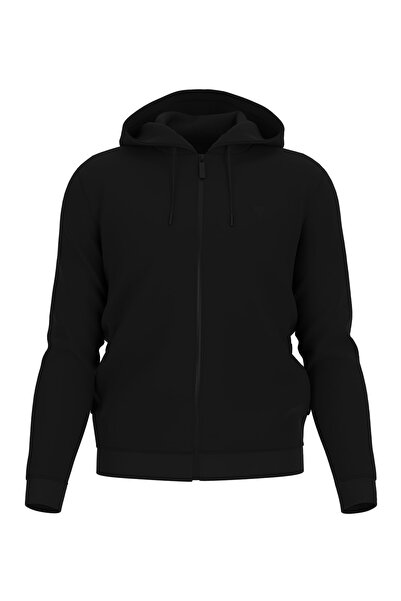 Guess Black Men's Hooded Collar Zip Jacket Z2Yq28K9V31Jblk-Aldwin Zip Hooded