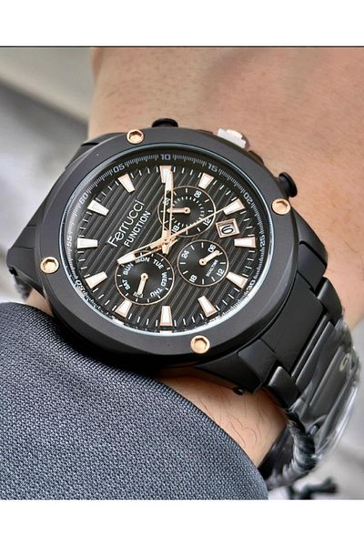 Ferrucci Men's Multifunctional Metal Band Wristwatch