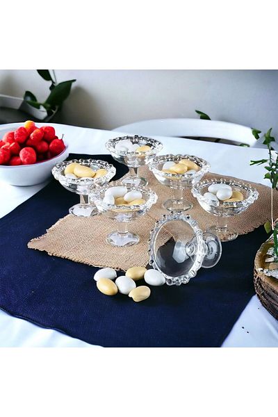 Akkoyunlu home Footed Bead Presentation Bowl Turkish Delight Snack Bowl 6-Piece Acrylic (NOT GLASS!)