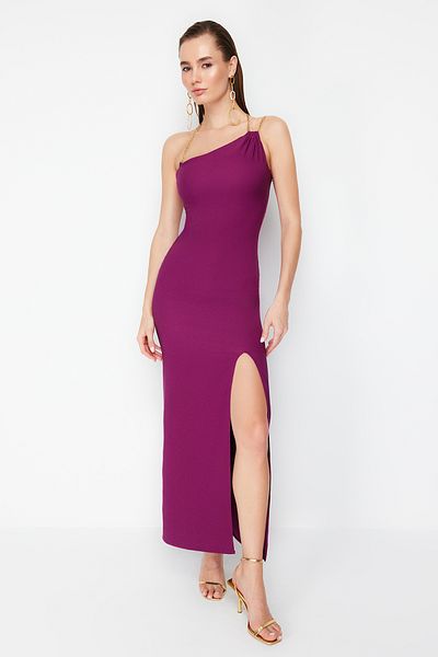 Trendyol Collection Βραδινό φόρεμα μακρύ υφαντό από δαμάσκηνο - TPRSS23EL00509