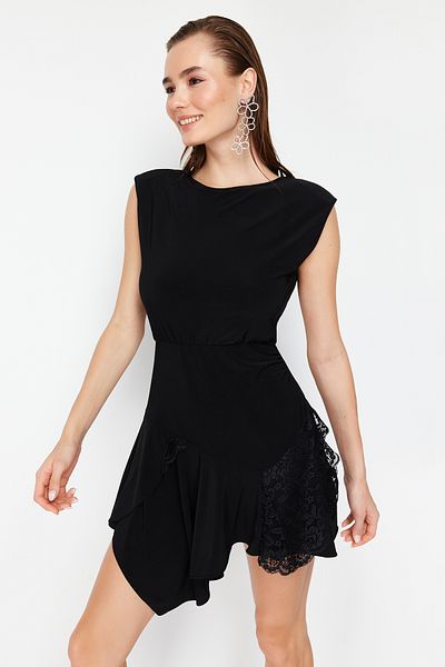 Trendyol Collection Black A-Cut Short Knitted Dress - TPRSS24EL00099