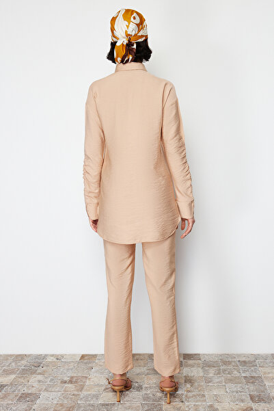 Trendyol Modest Stone Sleeves Drawstring Aerobin Shirt Pants Woven Bottom Top Suit TCTSS24US00036
