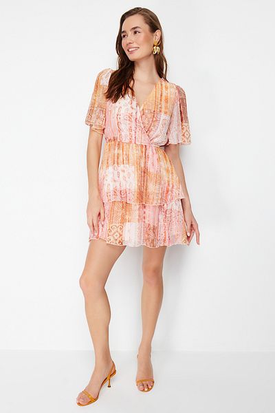 Trendyol Collection Powder Skirt Flounce Chiffon Lined Mini Woven Dress TWOSS24EL00543