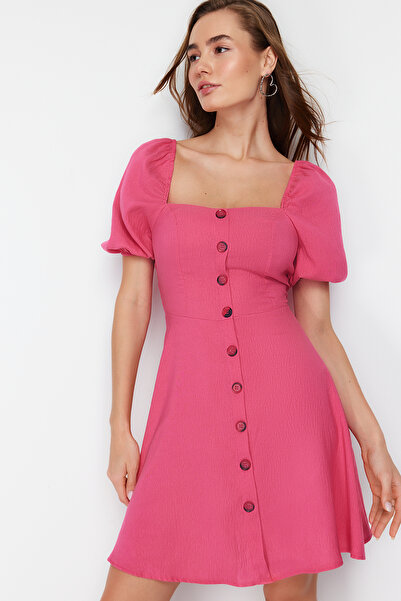 Trendyol Collection Μίνι υφαντό φόρεμα με φούξια μπαλόνι μανίκι TWOSS20EL2314