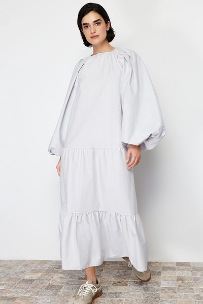 Trendyol Modest Φόρεμα με κοσμήματα με μπαλόνι με μανίκια από βαμβακερό ύφασμα TCTSS24EB00070