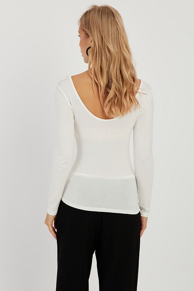 Cool & Sexy Bluză de damă albă față în față spate cu decolteu în U LPP1265