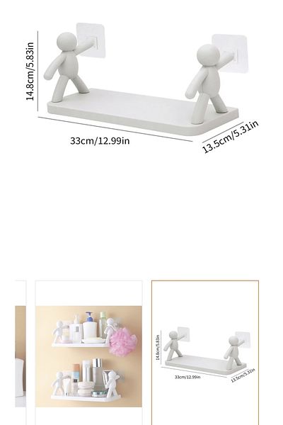 LeesHome 2 τμχ Χαριτωμένο ανθρώπινο μοτίβο Μπάνιο Κουζίνα Γραφείο Σχάρα μπαχαρικών Αυτοκόλλητο ράφι Stickman