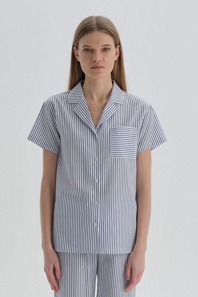 Dagi Bluză de pijama de bumbac cu guler jachetă