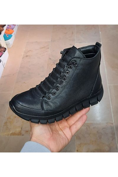 BELOX WOMEN'S GENUINE LEATHER ORTHOPEDIC EXPANDABLE SMART RUBBER LACE-UP BOOTS