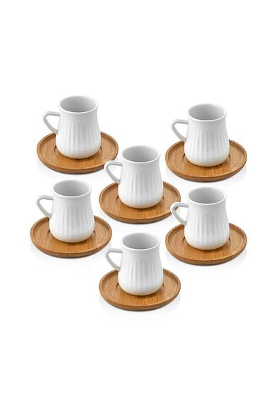 MİEN Mien 6-Person Coffee Set with Bamboo Plate MIEN23406