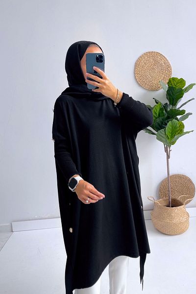 Ka Hijab Kh Hijab Poncho - Μαύρο