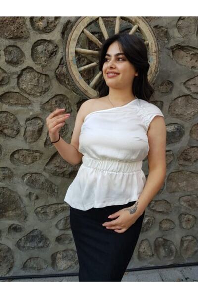 FERGAN Women's White Single Shoulder Bustier