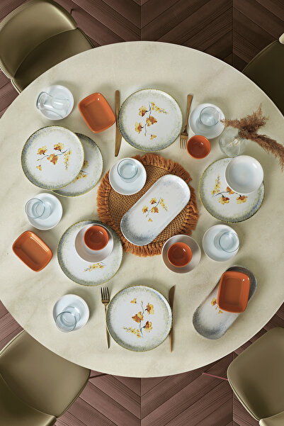 Keramika Yellow Floral Breakfast Set for 6 People 29 Pieces
