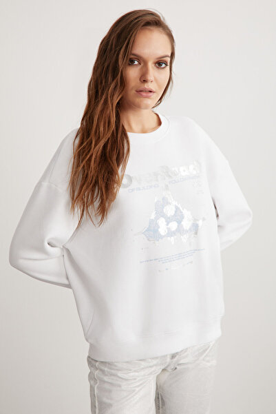 GRIMELANGE Dámská mikina Faylinn s polarizovaným vnitřním výstřihem a potiskem