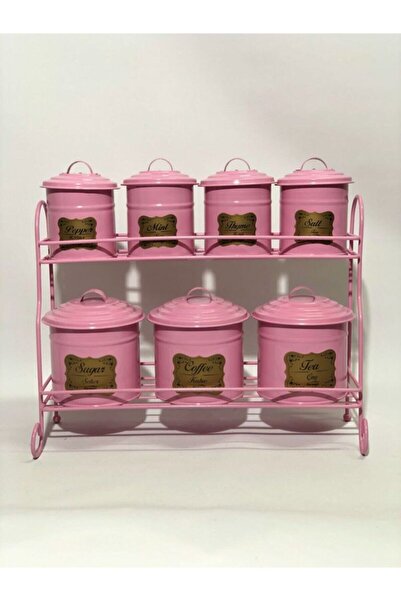 Feronyahome & Garden وعاء توابل معدني وردي 7 قطع 37x41 سم
