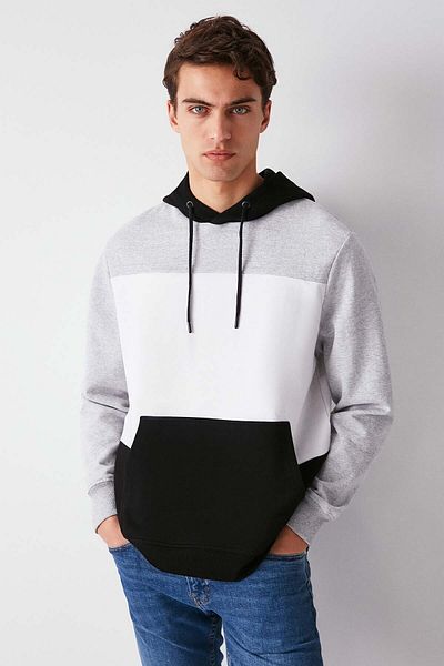 GRIMELANGE Clyde Herren-Sweatshirt mit Kapuze und Kapuze in Schwarz mit Kordelzug und Fleece-Innenseite