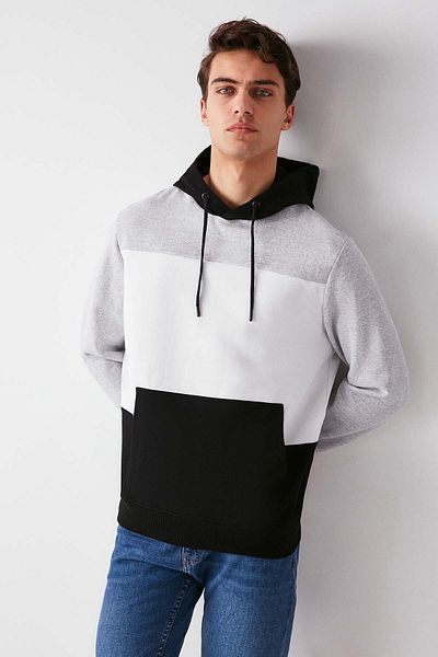 GRIMELANGE Clyde Herren-Sweatshirt mit Kapuze und Kapuze in Schwarz mit Kordelzug und Fleece-Innenseite