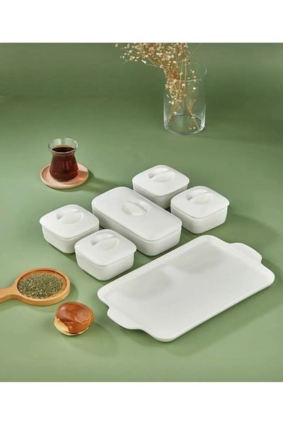 Pembelia Life Porcelain Breakfast Set with 5 Covered Trays Breakfast Set