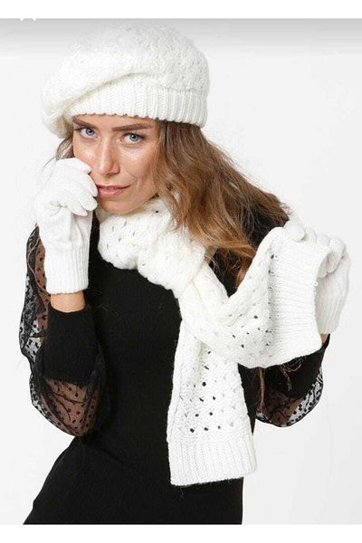 sema aksesuar New Season Women's Painter Beret - Scarf - Gloves Set - Set of 3 - New Year New Year Christmas Gift