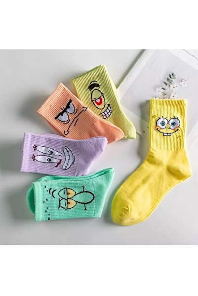 Önder 5 Συσκευασίες Unisex Βαμβακερές κάλτσες με μοτίβο προσώπου