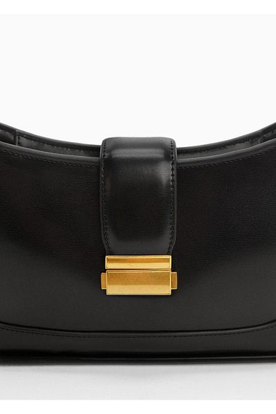 Cosser Geanta de umar dama model Mango negru - curea scurta
