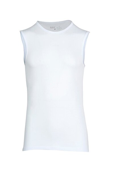 BSM White Modal Tank Top - Ανδρικά, Crew Neck, Dipkol 40603