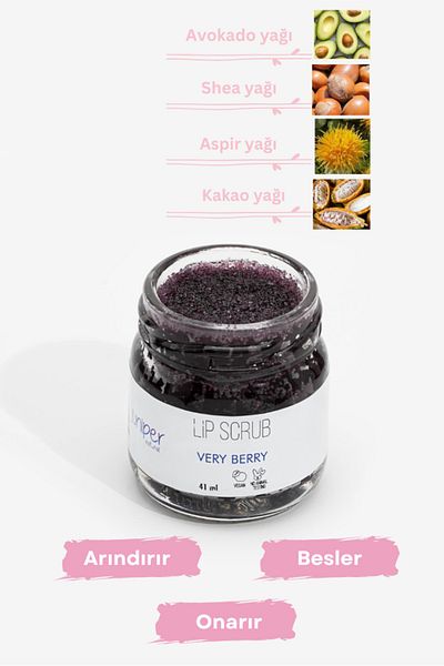 Juniper Natural Natural Blackberry Lip Peeling - Repairing, Purifying, Nourishing, Vegan - 41 ml