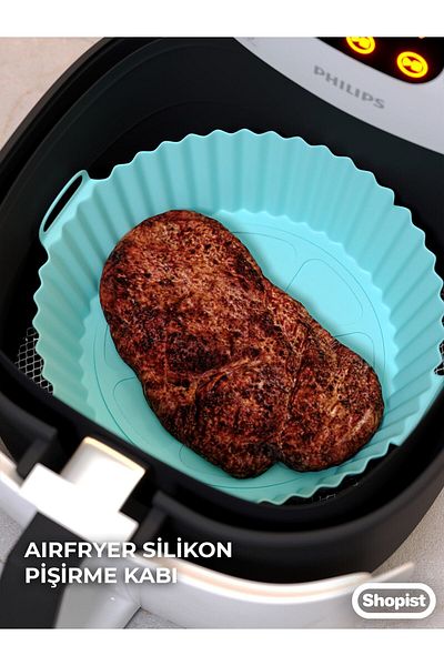 SHOPİST Turquoise Airfryer Silicone Baking Dish 20x5 Cm Bpa Free Airfryer Baking Paper Accessory Mold
