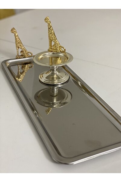 Elzem PASLANMAZ ÇELİK BATON TEPSİ VE GÜMÜŞ MAKARONLUK ÇITA FİGÜRLÜ