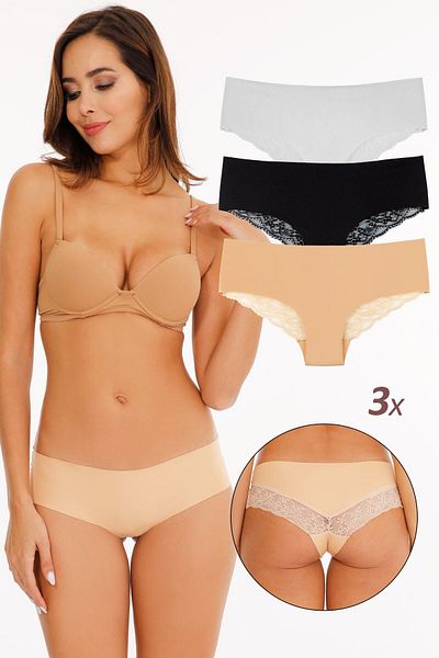 Sensu Laser Cut Lace Women's Panties - Set of 3 Kts2058